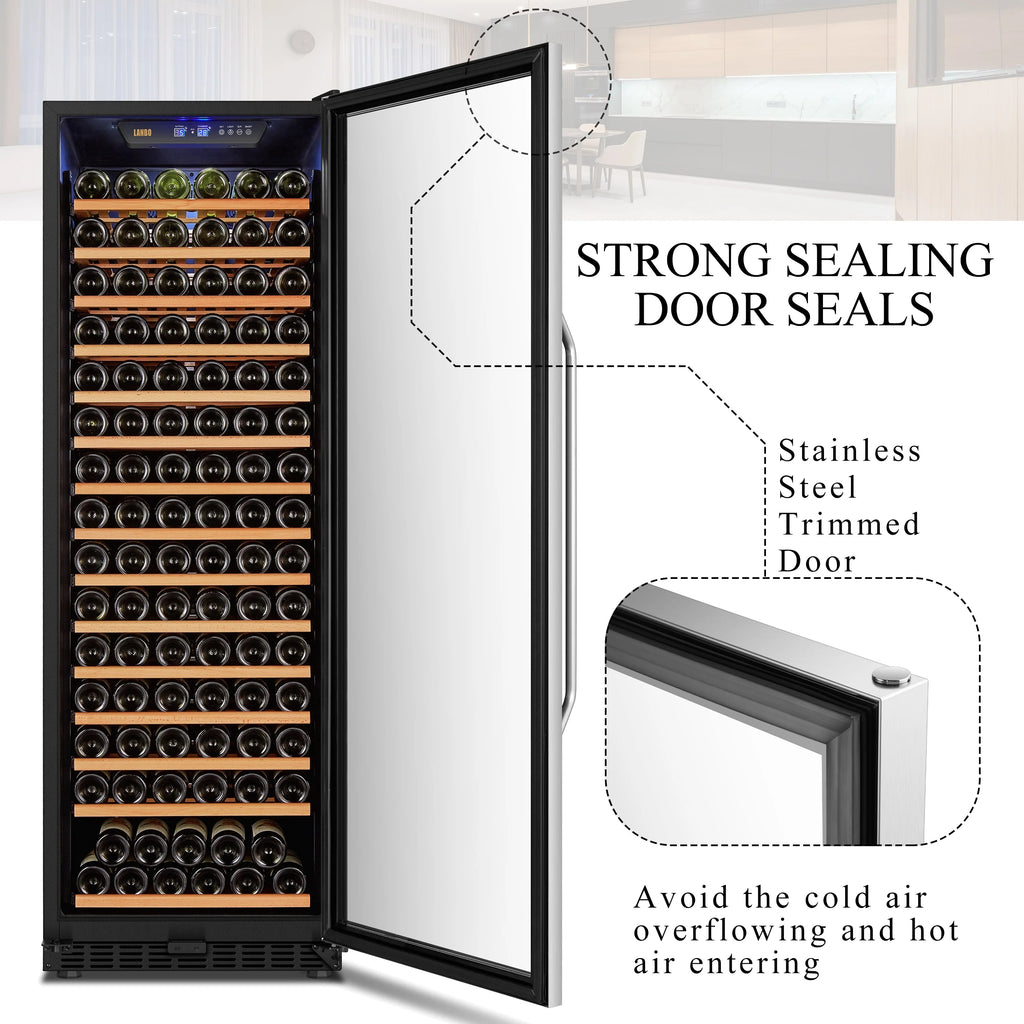 Lanbo 165 Bottle Built-In Black Single Zone Wine Cooler, 24 inch Width - LW177S