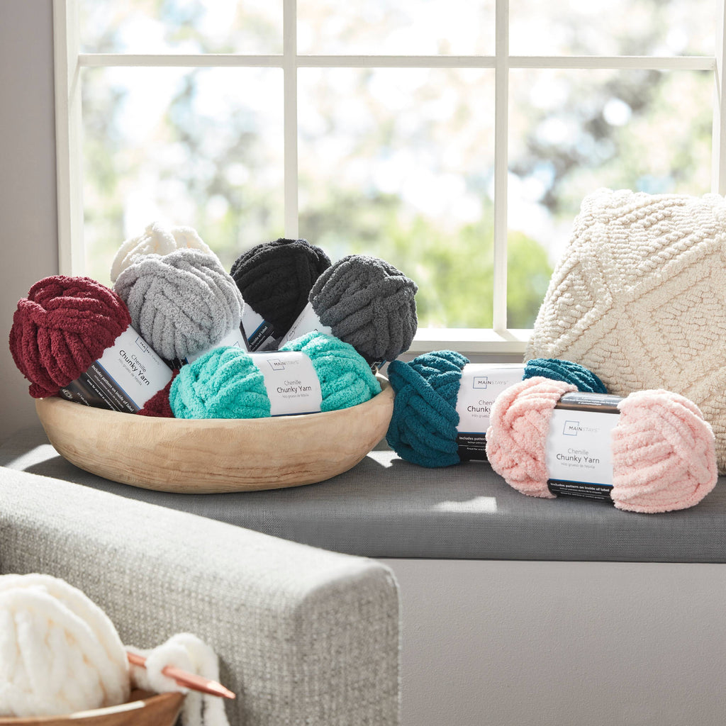Mainstays Chunky Chenille Yarn, 31.7 yd, 100% Polyester, Super Bulky