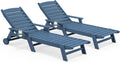 SERWALL Patio Chaise Lounge Chair Set Of 2, 78 Inch, 5-Position Adjustable, HDPE - Blue