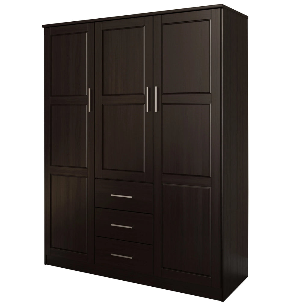 Palace Imports Solid Wood 3-Door Wardrobe Armoire, 56 inch - Cosmo