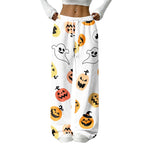 Women's Halloween Flannel Pajama Pants Comfy Drawstring Halloween Pajamas Cozy Warm Halloween Lounge Pants Bottoms S-2XL