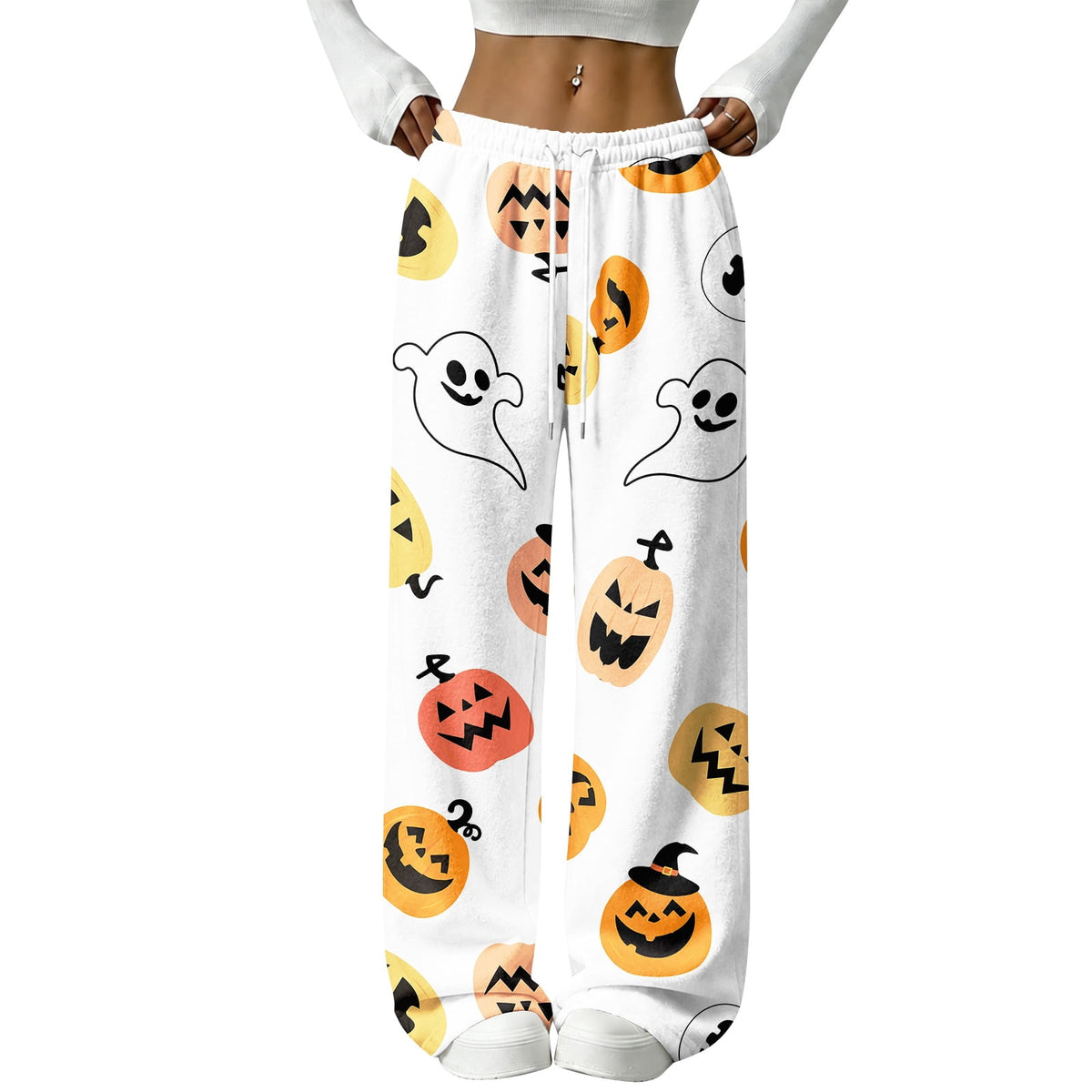 Women's Halloween Flannel Pajama Pants Comfy Drawstring Halloween Pajamas Cozy Warm Halloween Lounge Pants Bottoms S-2XL