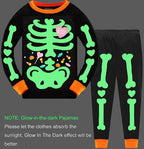 FEDPOP Toddler Halloween Pajamas Kids Skeleton Glow in the Dark Sleepwear Pjs Set 5T