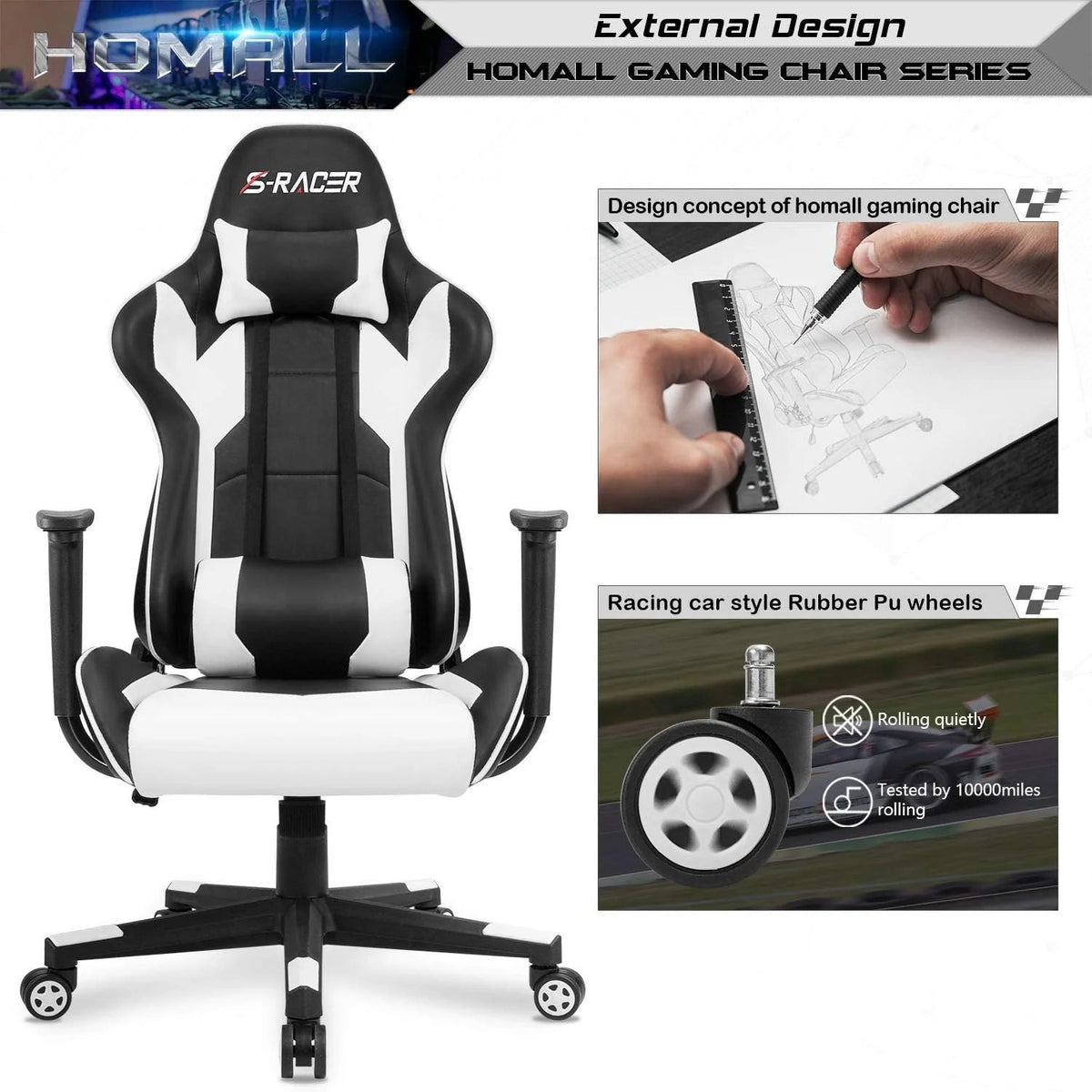 PU Leather Ergonomic Gaming Chair - High Back