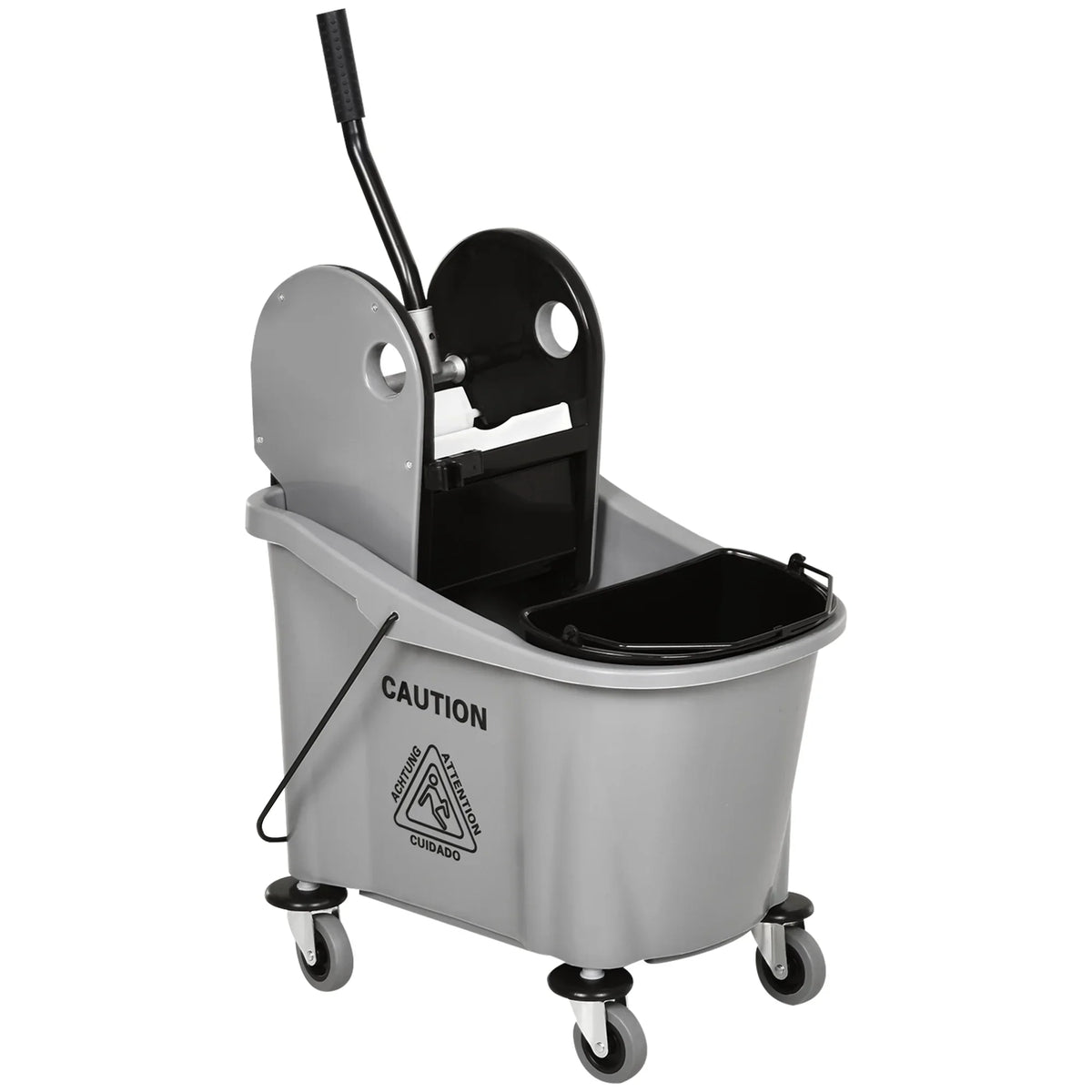 HOMCOM 9.5 Gallon Mop Bucket With Wringer Cleaning Cart, 38 Quart, Grey