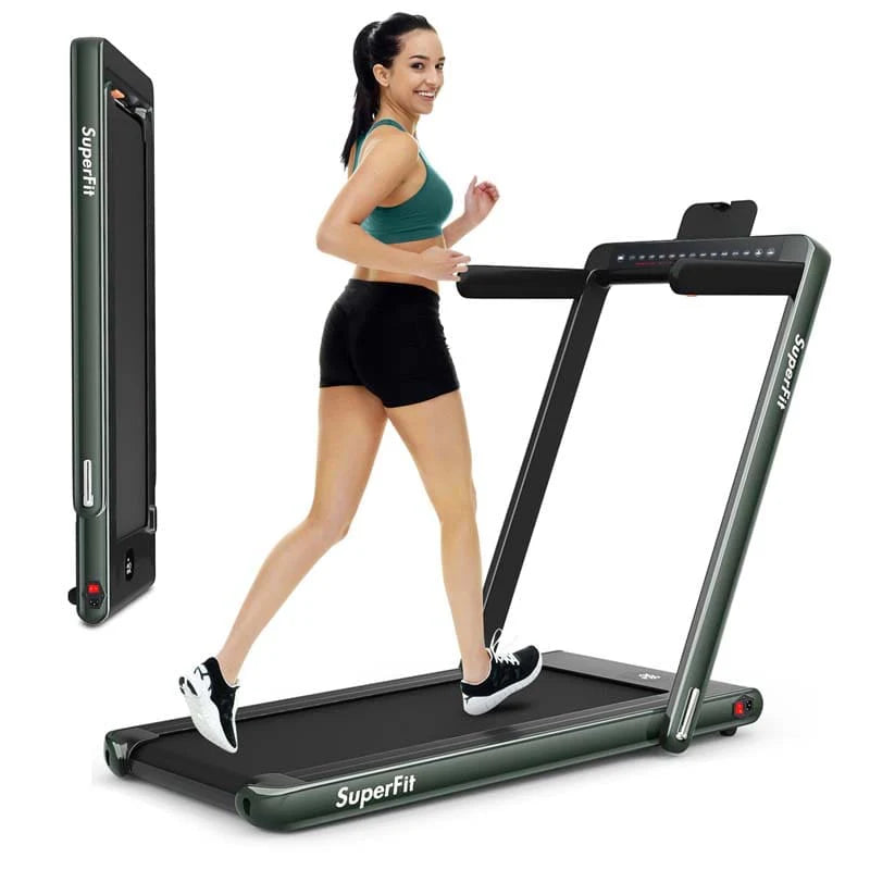 2 In 1 Folding Treadmill, 2.25 HP, 40 in x 16 in Running Area, Dual Display And App Control
