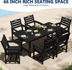 PIZZELLO Rectangular HDPE Outdoor Dining Table for 6, 66in, Black