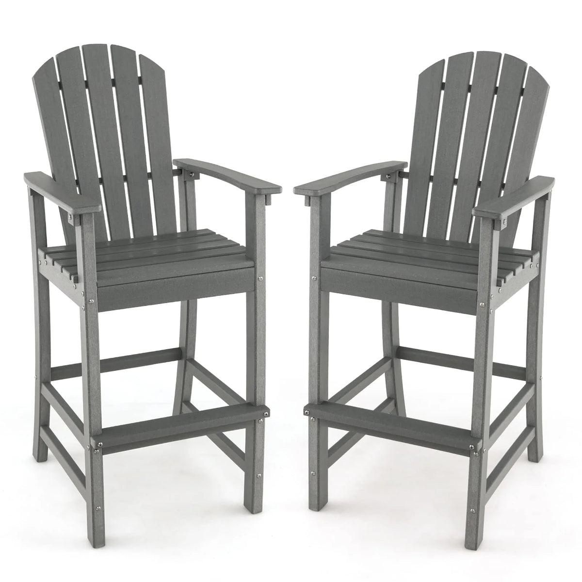 Outdoor HDPE Tall Adirondack Counter Height Bar Stool With Armrests And Footrest - 30Quot