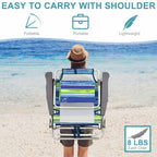 2-Pack 5-Position Outdoor Folding Backpack Beach Chairs With Side Table Set