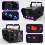 Halloween Fog Machine 500W RGB LED Smoke Machine Stage Lighting Effect with Remote Control for Halloween Wedding DJ Show Concert Bar Party