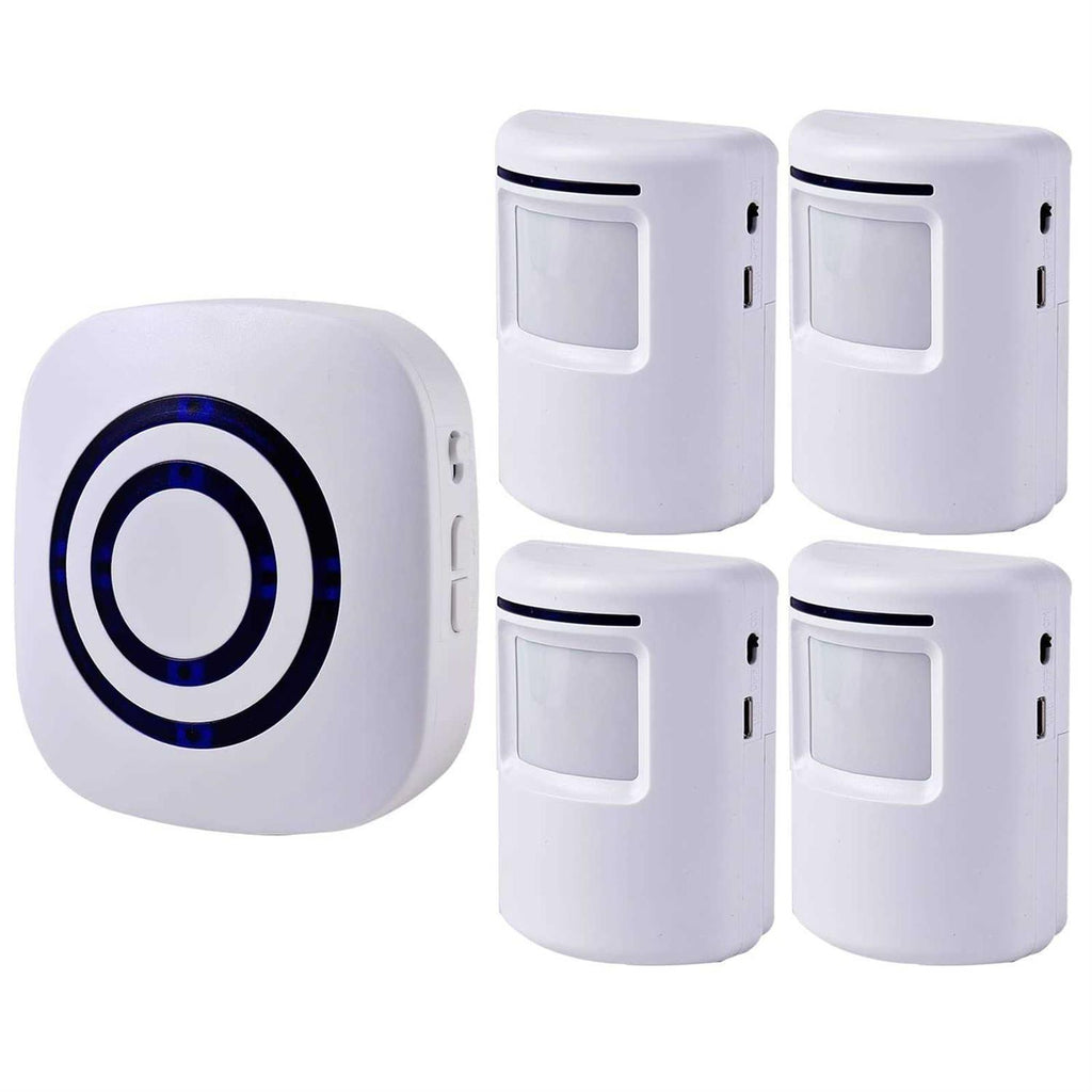 Seanme Wireless Driveway Motion Sensor Alarm With 4 Sensors, 1 Receiver And 38 Chime Tunes