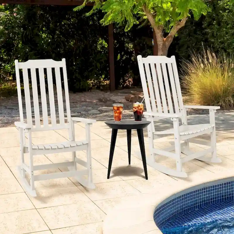 Vrakae Patio High-Back Rocking Chairs, 2-Piece, 21 x 34.6 x 46 Inches