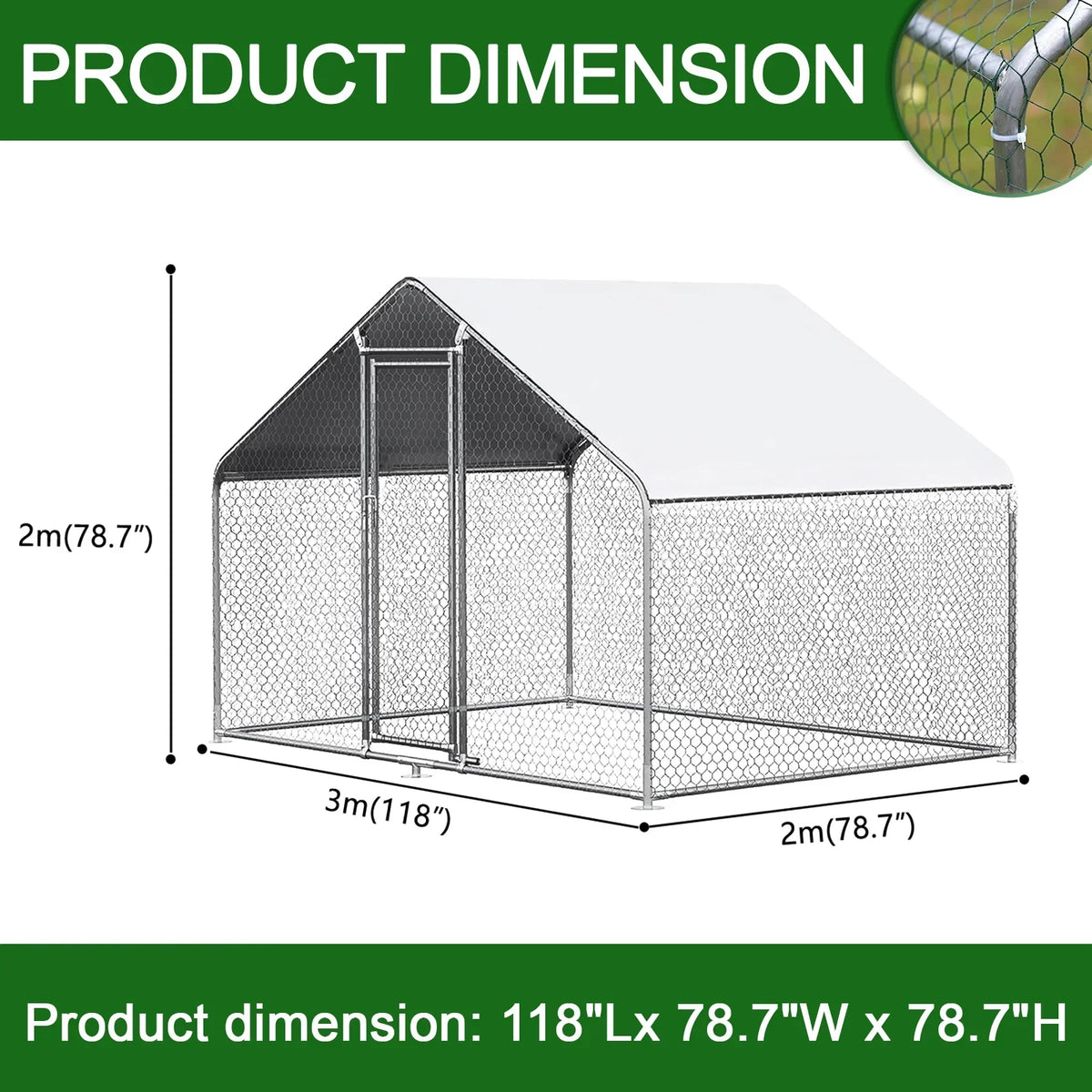 Caulitar Metal Chicken House/Pen 10ft x 10ft With Waterproof Cover - For 6/10 Chickens