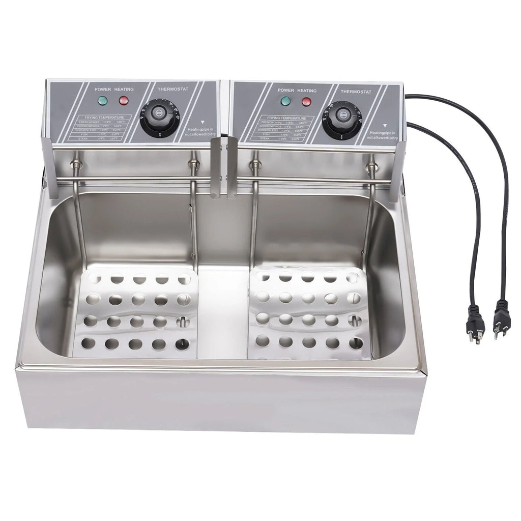 Commercial Electric Deep Fryer, 5000W, 12L Single Tank, Stainless Steel Fry Basket