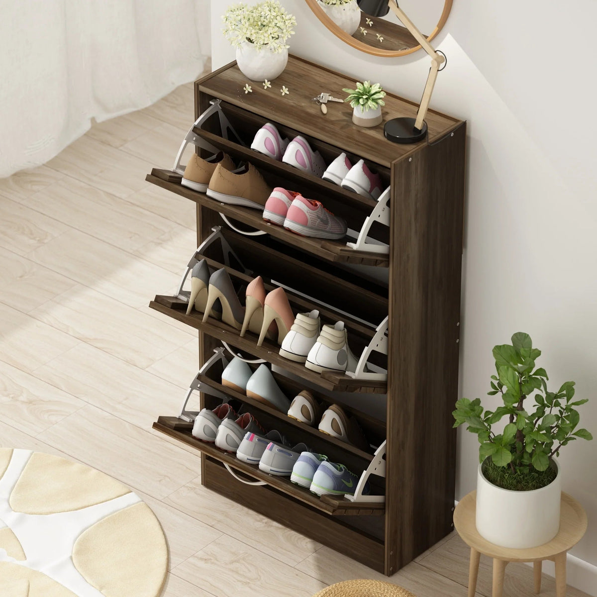 Modern Flip-Down Shoe Storage Cabinet