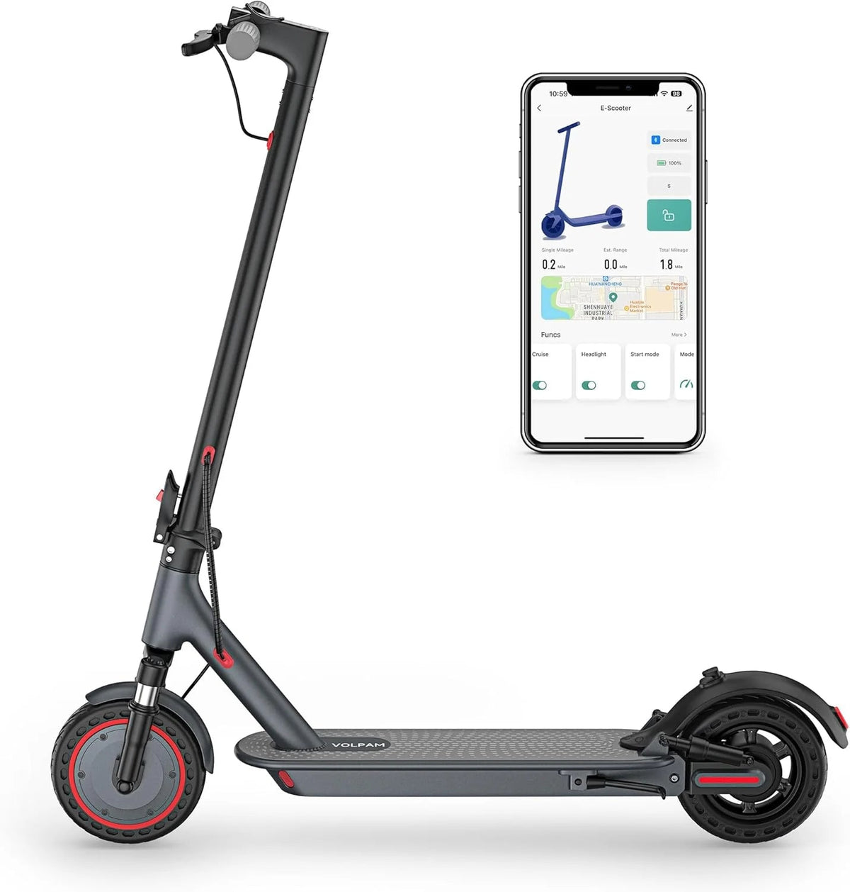 Electric Scooter 10 Inch Solid Tires, 500W, Dual Suspension