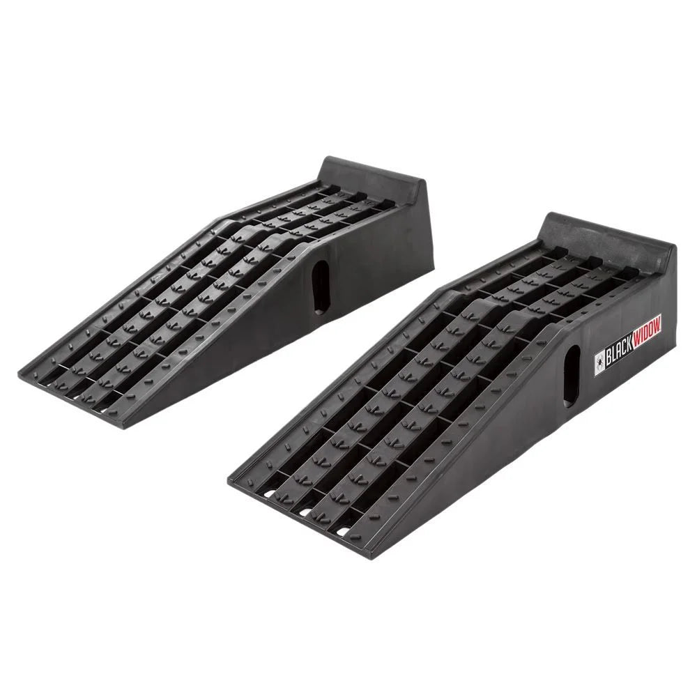Black Widow Plastic Car Service Ramps, 6.25in Lift, 12in W, Pack Of 2, 10,000 lbs Capacity Per Pair - PSR295