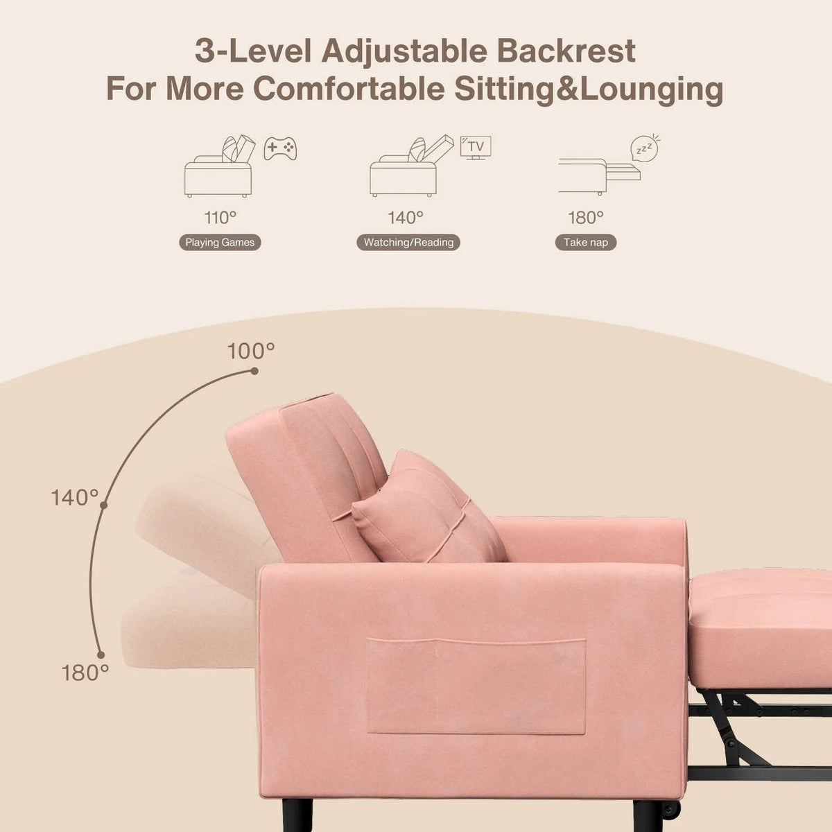 3-in-1 Adjustable Pull-Out Sleeper Sofa Bed With 330 Pounds Capacity