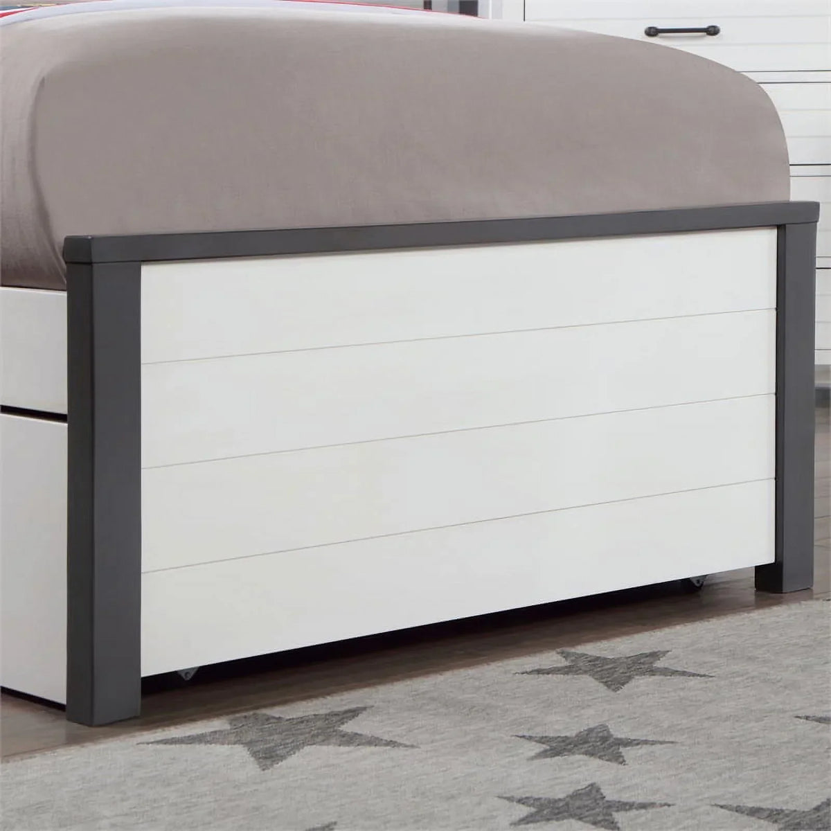 Furniture of America Wood Full Bed With Trundle, White And Gray - Acres