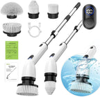 TUYU Cordless Electric Spin Scrubber With Adjustable 26-45 Inches Extension Handle - Black