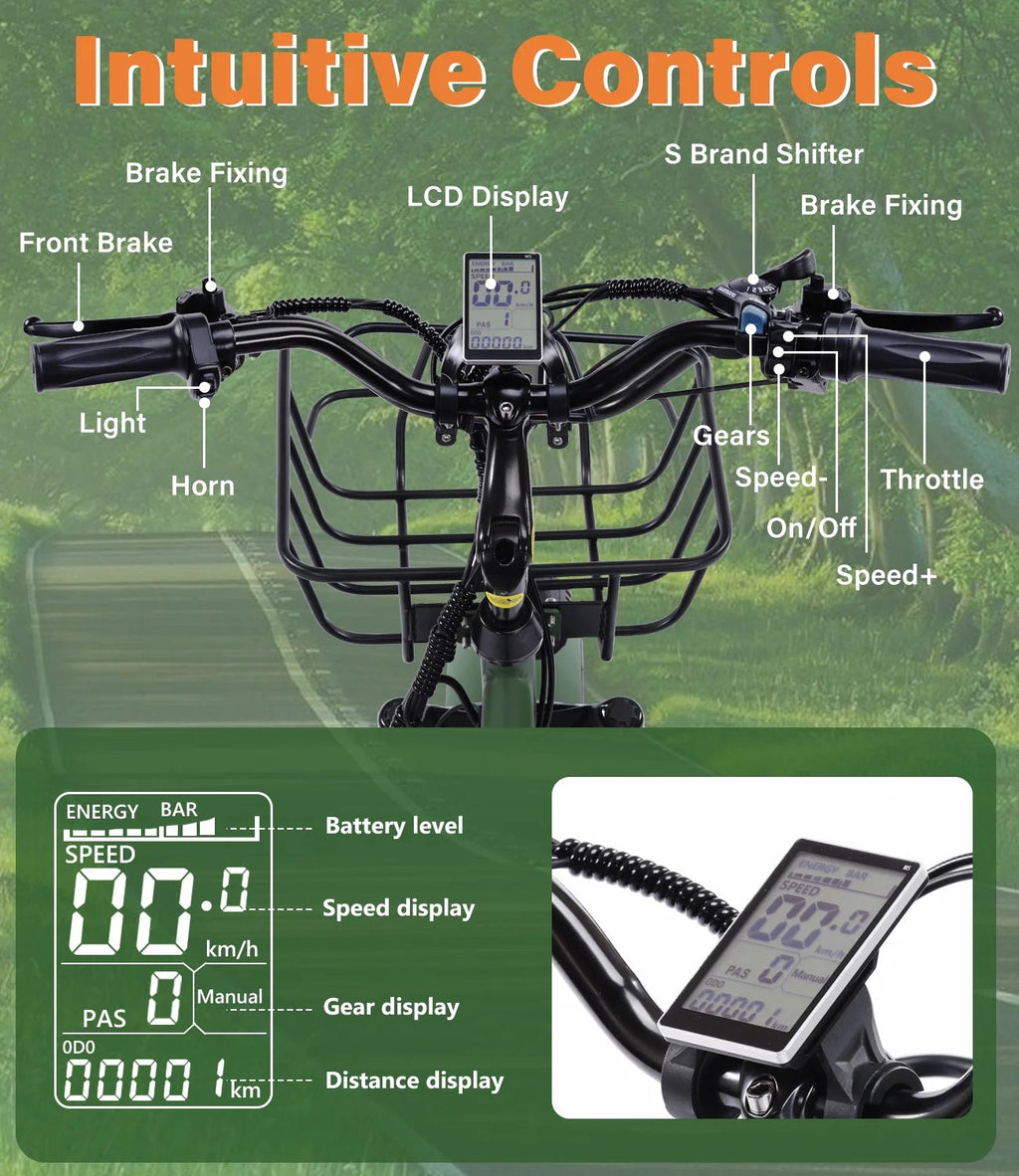 YEBEI Folding Electric Tricycle for Adults, 500W Motor, 48V15AH Lithium Battery, 20 x 4.0 in Fat Tires