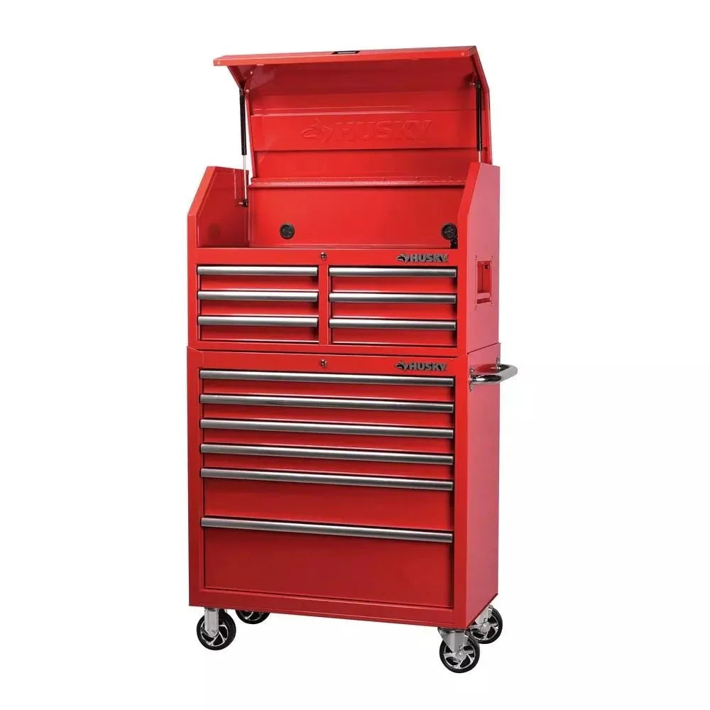 36 in. 12-Drawer Steel Tool Chest And Cabinet Combo - Red