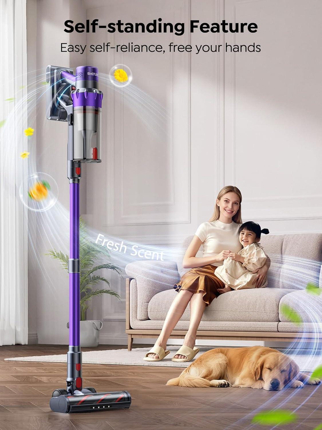 SMOTURE Cordless Stick Vacuum Cleaner, 650W, 55KPa, 70Mins - VAC02