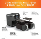 Ninja Foodi 6-in-1 2-Basket Air Fryer, 8-Quart, Dark Grey Stainless Finish - DZ201