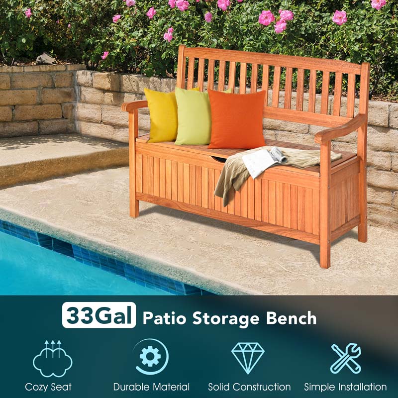 42 in Eucalyptus Patio Storage Bench, 33 Gallon Capacity