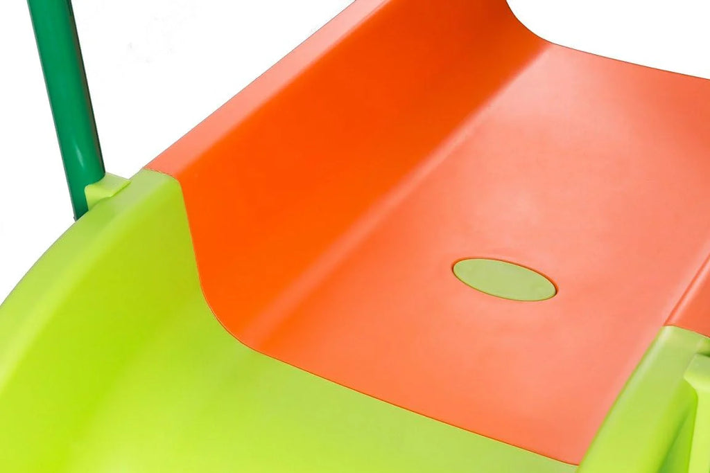 PLATPORTS Outdoor Playground Slide, 10 Ft, 123.59 in L x 58.5 in W x 60.45 in H, Orange/Green, Ages 4-8