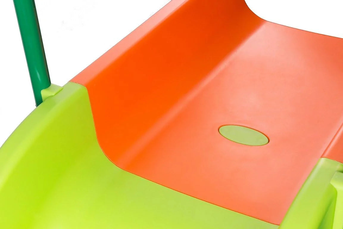 PLATPORTS Outdoor Playground Slide, 10 Ft, 123.59 in L x 58.5 in W x 60.45 in H, Orange/Green, Ages 4-8