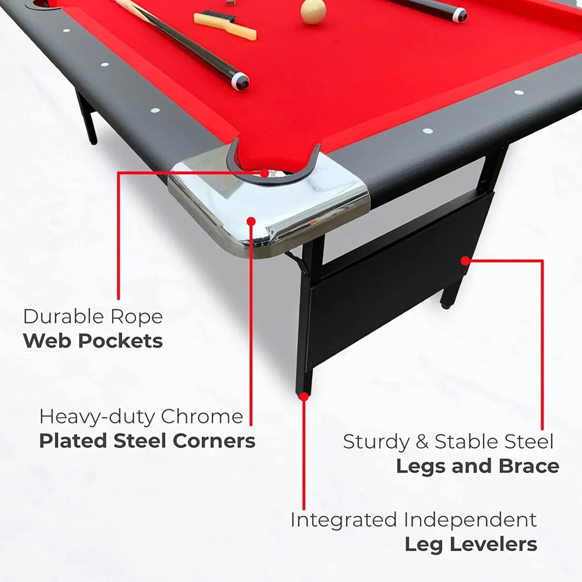Hathaway Fairmont Portable Pool Table 6 Ft, 76 x 43.25 x 32 in - BG2574