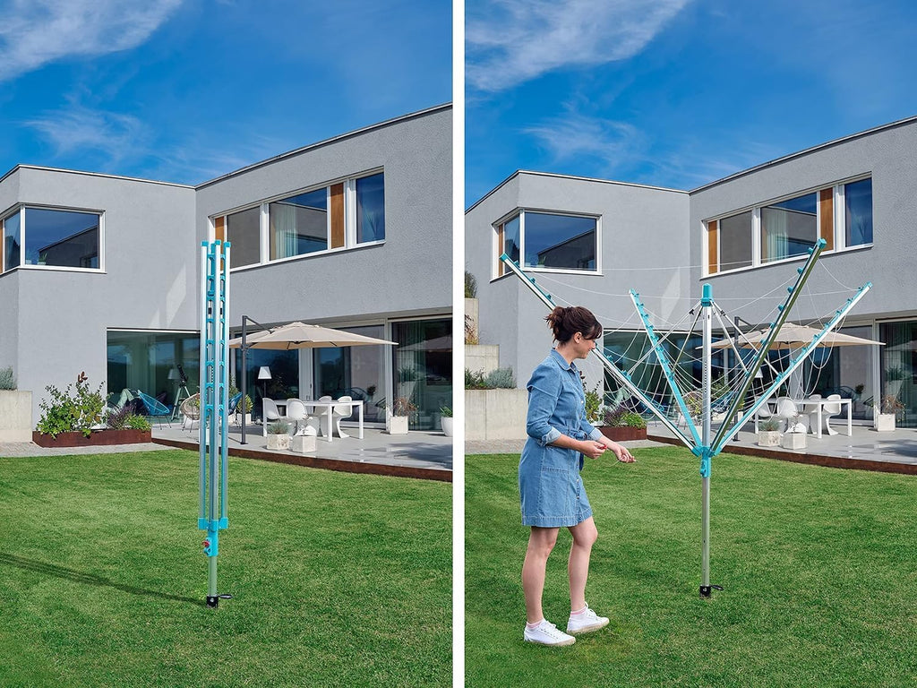 Rotating Clothes Drying Rack - 50 m Aluminum, Emerald Green