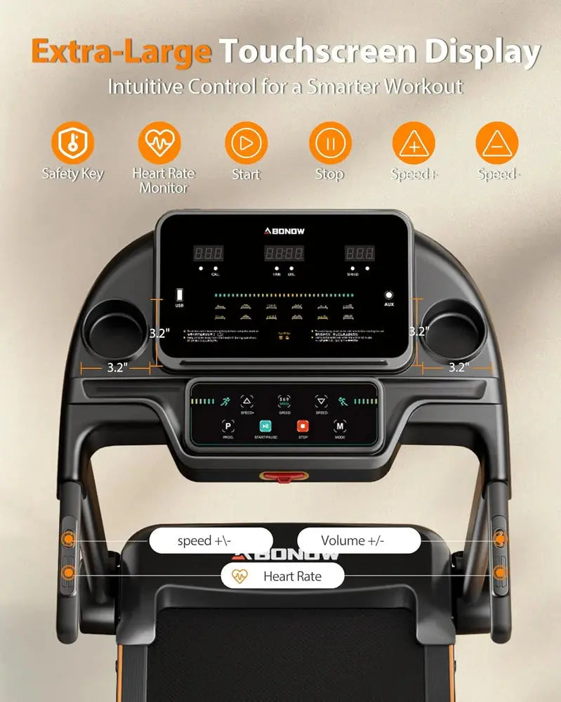 Foldable Home Treadmill With Adjustable Incline And Dual LED Display