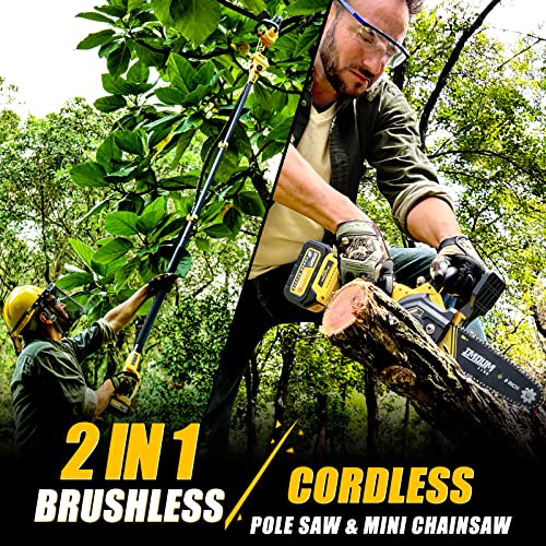 IMOUMLIVE 2-in-1 Brushless Cordless Pole Saw And 8 Inch Mini Chainsaw - 8 Inch