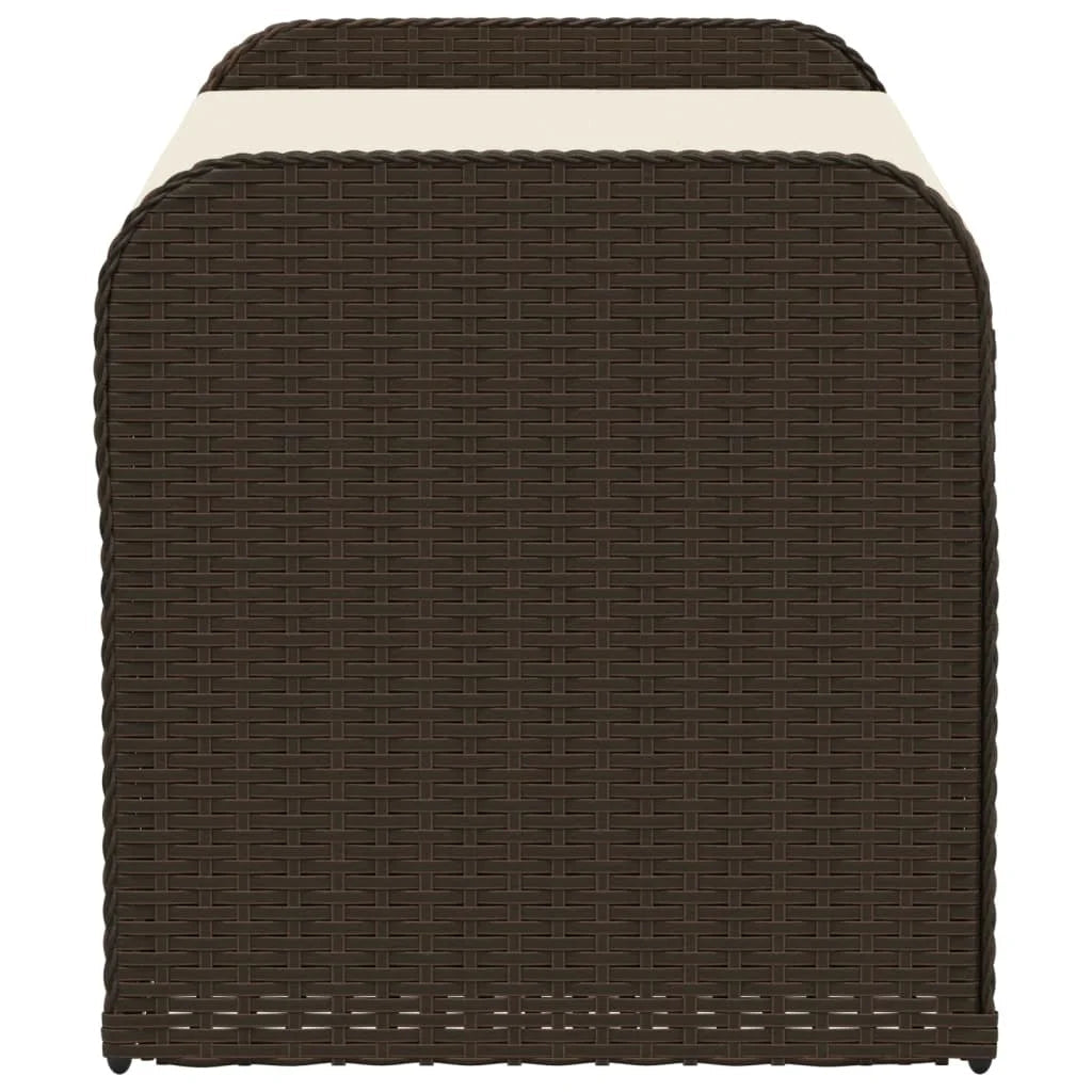 vidaXL Outdoor Poly Rattan Storage Bench With Cushion, Black, 45.3 x 20.1 x 20.5 in