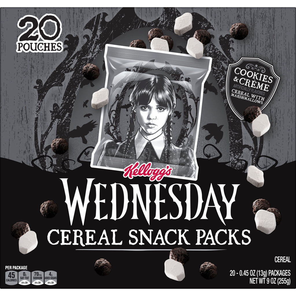 Kellogg's Cookies and Crème with Marshmallows Cereal Pouches, Whole Grain, 9 oz, 20 Count