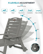 Ciokea Outdoor Oversized HDPE Chaise Lounge Chair With Wheels, Cup Holder And 5 Positions
