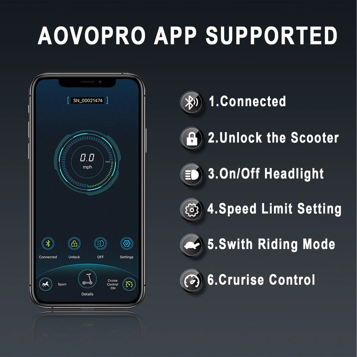 AOVOPRO Foldable Electric Scooter For Adults, 350W, 8.5 inch, 21 Miles Range - ES80