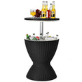 3-in-1 Rattan Outdoor Patio Ice Cooler Side Table, 8 Gal - Adjustable 22.5 in/32.5 in Height