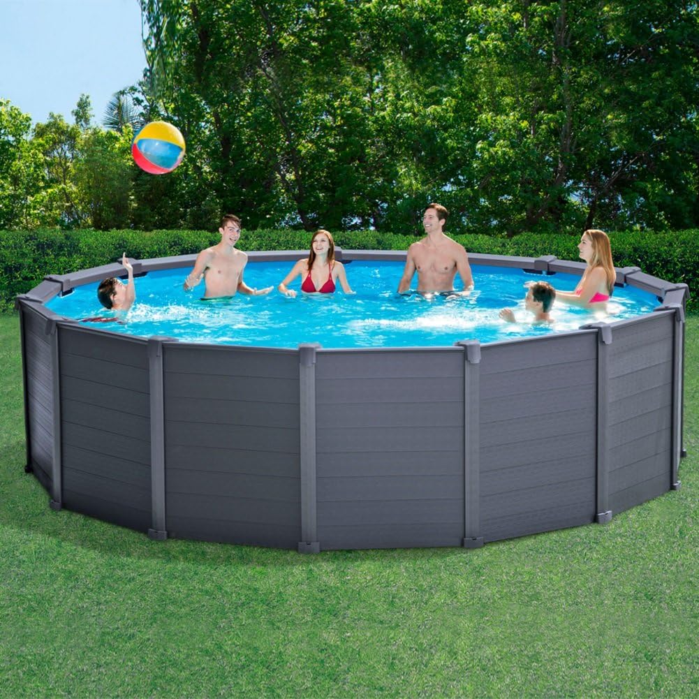 Intex Graphite Panel Above-Ground Pool, Gray, 4.78 m x 1.24 m - 28382