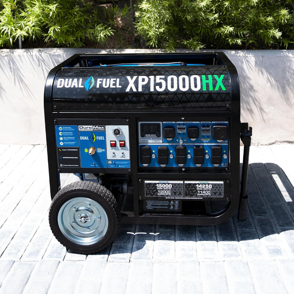 DuroMax Dual Fuel Portable Generator, 15 000-Watt, Gasoline and Propane, Remote Electric Start - XP15000HX