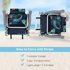 2-Pack 5-Position Outdoor Folding Backpack Beach Chairs With Side Table Set