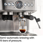 Chefman Crema Supreme Espresso Machine With Conical Burr Grinder And Steam Wand, Stainless Steel - RJ54-G-SS