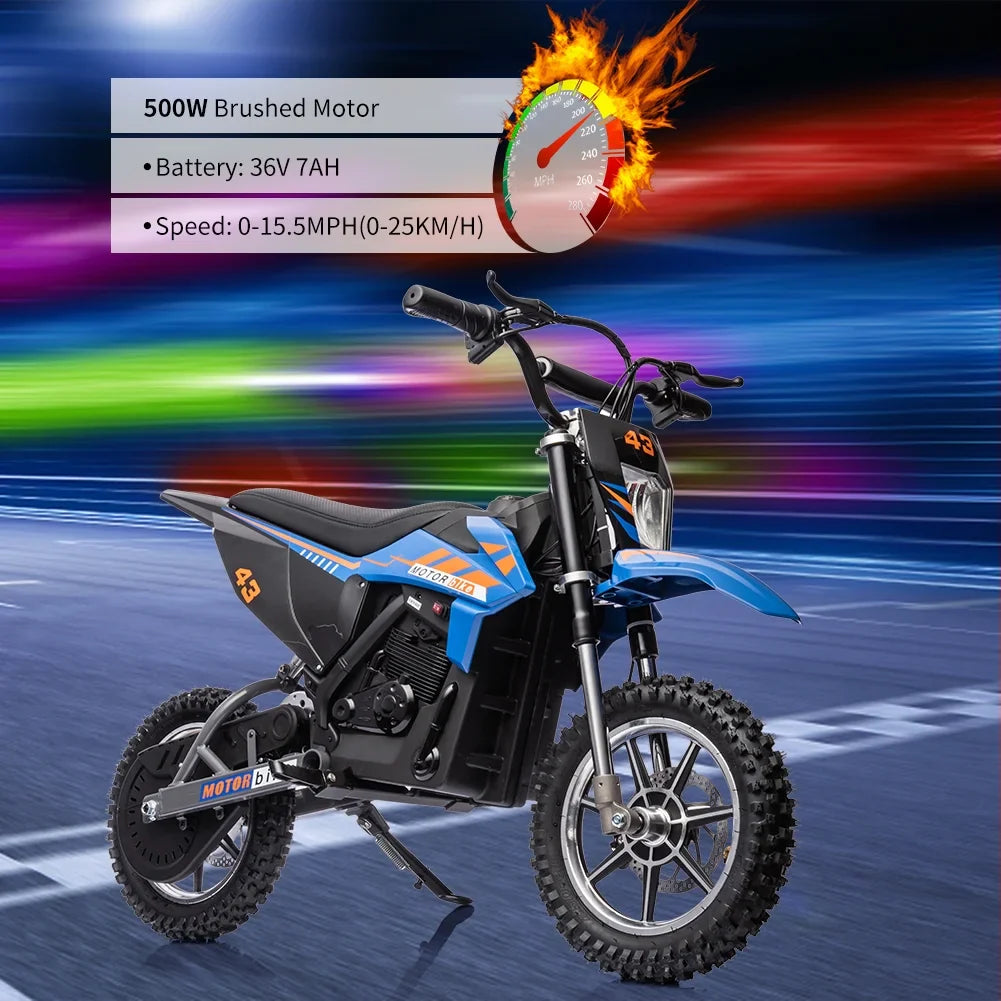 Kids Electric Dirt Bike 36V 350W, 15.5 MPH, Age 8-16, 175 lbs Max Load