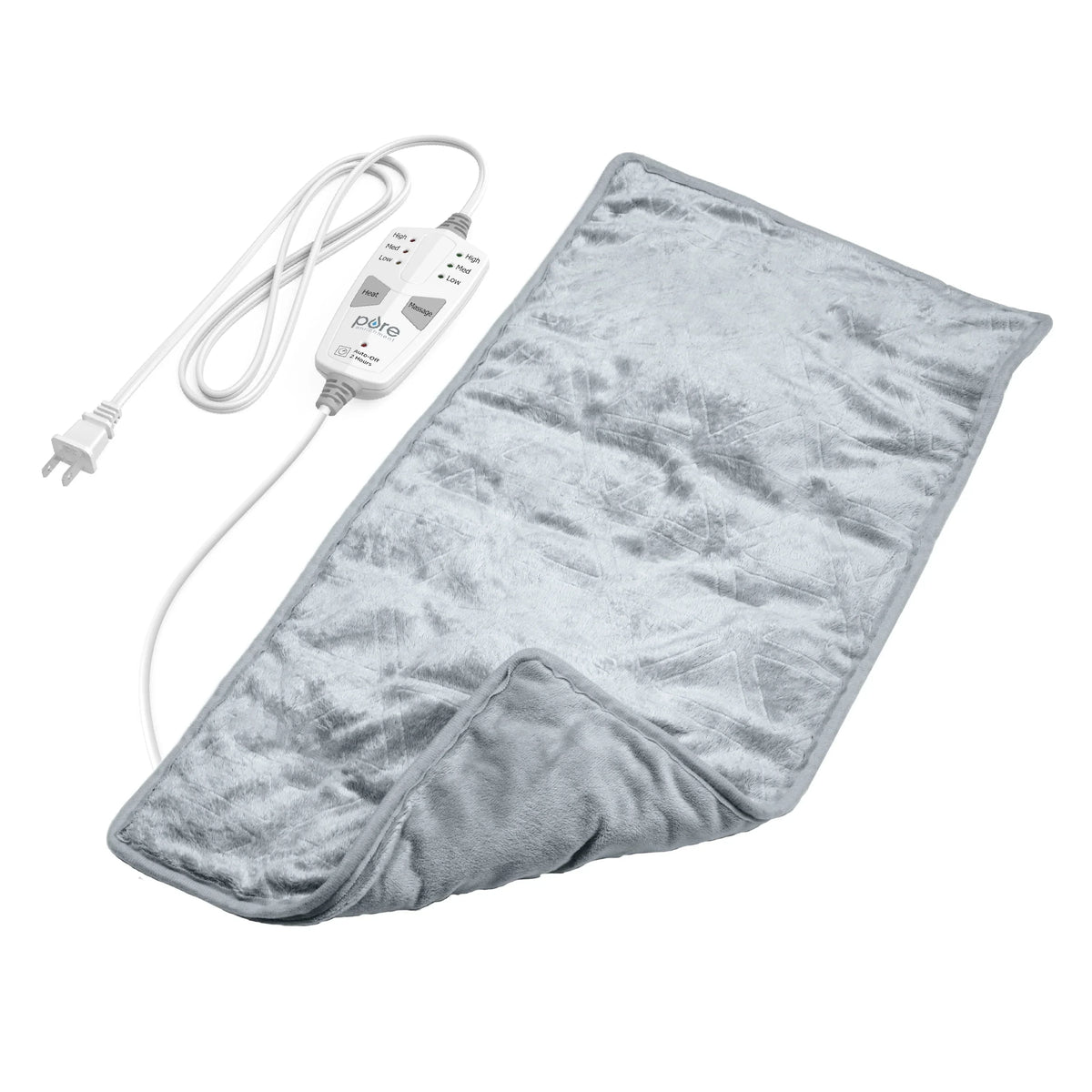 Pure Enrichment 3-in-1 Heating Pad, 12 in x 24 in, Steel Gray - WeightedWarmth