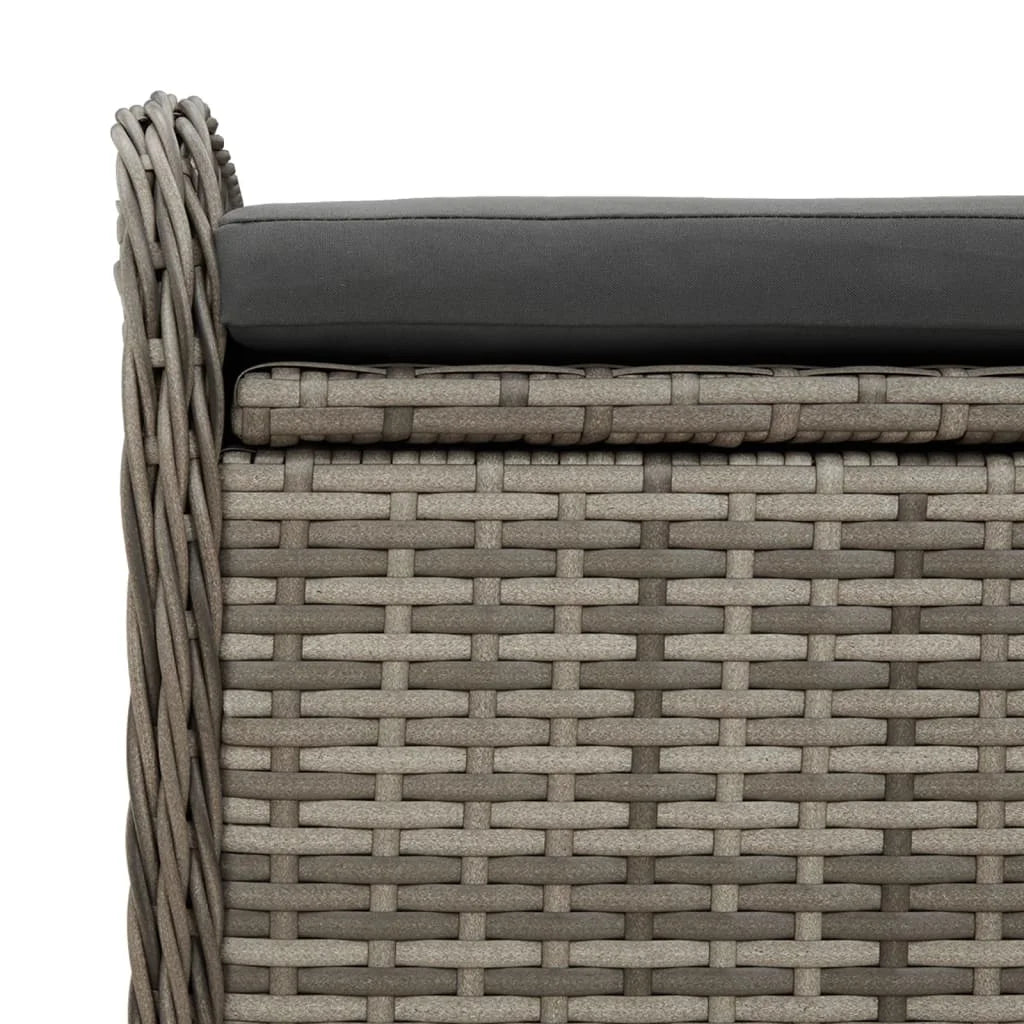 vidaXL Outdoor Poly Rattan Storage Bench With Cushion, Black, 45.3 x 20.1 x 20.5 in