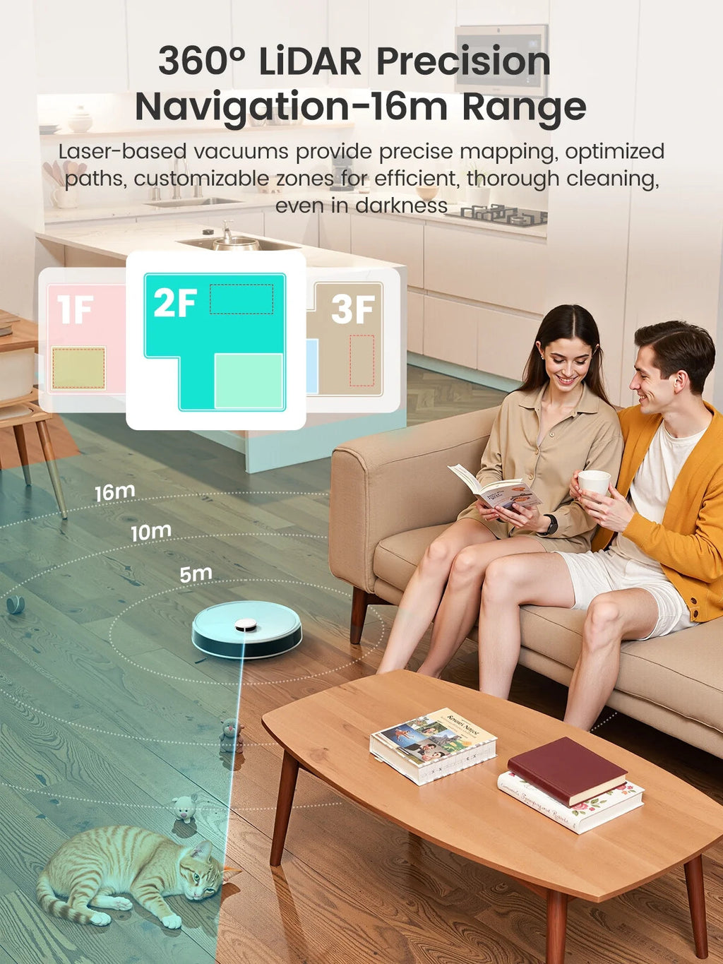 Lefant Robot Vacuum And Mop, 12000Pa Suction, All-In-One Base Station, Dual Spinning Mops - M3L