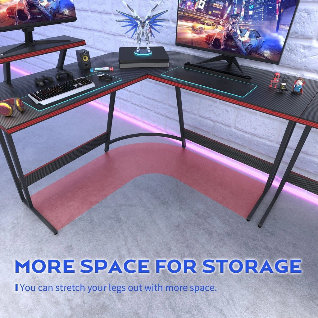 L-Shaped Gaming Computer Corner Desk With Monitor Stand - 220 lbs Capacity