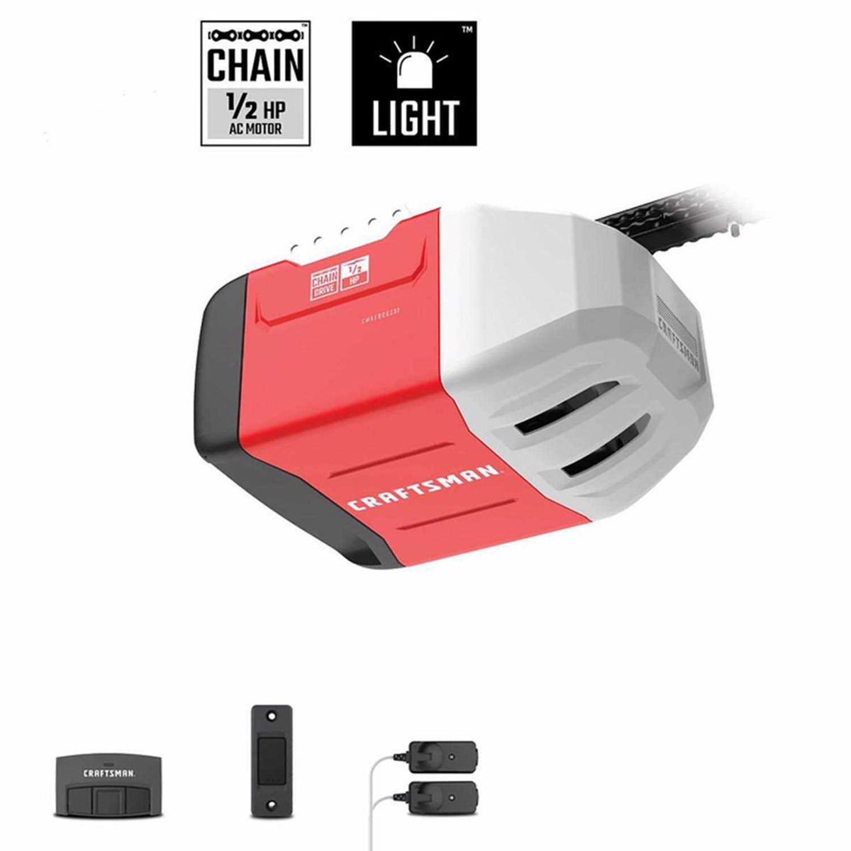 Craftsman 1/2 HP Chain Drive Garage Door Opener For 7-ft Garage Doors